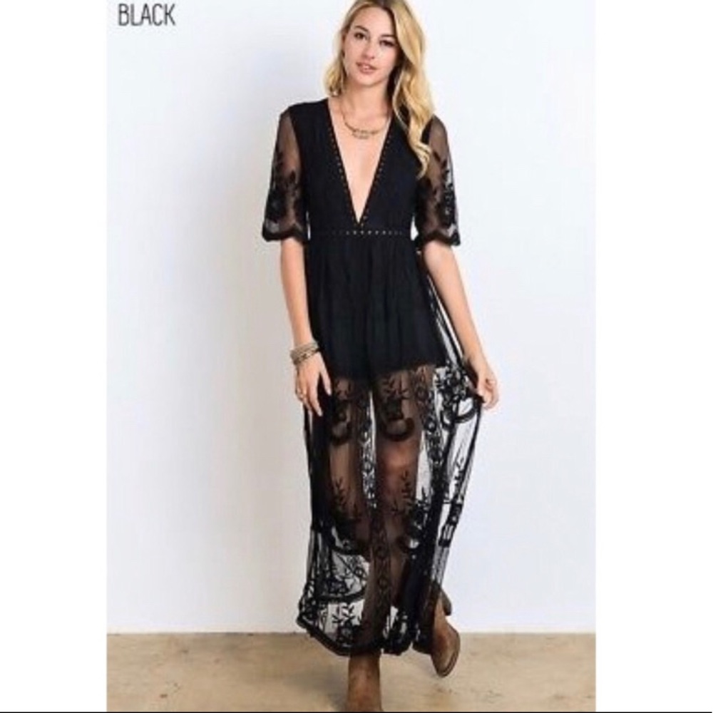 Black lace maxi dress